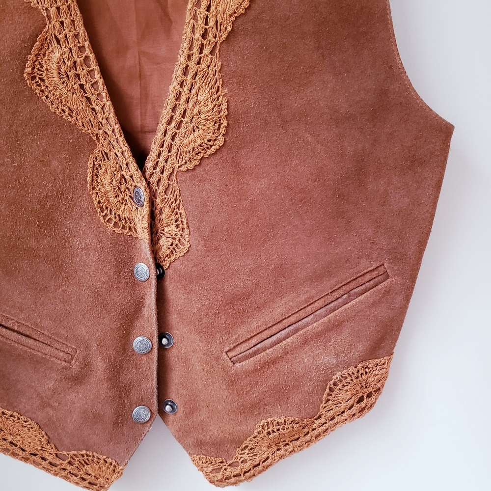 Vintage Mona Mode Tan Leather Vest - Picture 4 of 11